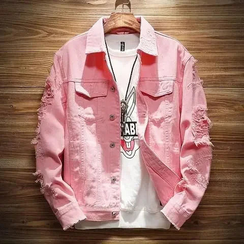 thumbnail image 1 of Abrigos vaqueros para hombre, chaqueta vaquera negra para hombre con agujero, otoño, invierno, 2024, prendas de vestir exteriores elásticas al precio más bajo, informal, nuevo, 1 of 5