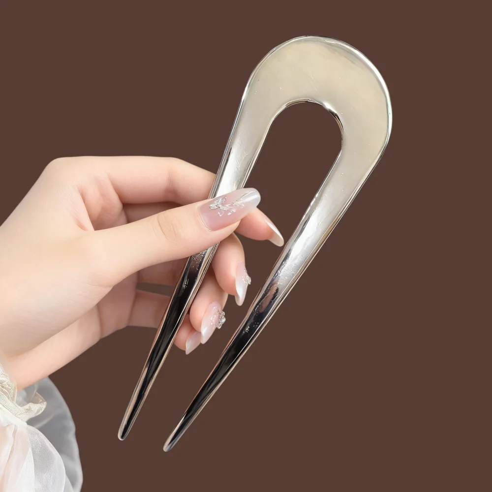 Große, dicke, einfache U-förmige Haargabeln für Frauen und Mädchen, Metall-Haarnadeln, geometrische Haarstecknadeln, modische Haar-Accessoires für Damen – Detail 2