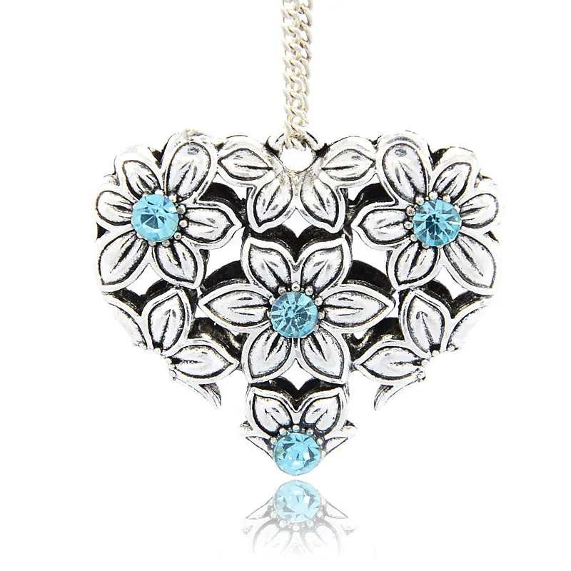 

Pandahall 30Pcs Antique Silver Color Plated Alloy Rhinestone Heart Pendants With Hole For Necklace Jewelry Making Gift