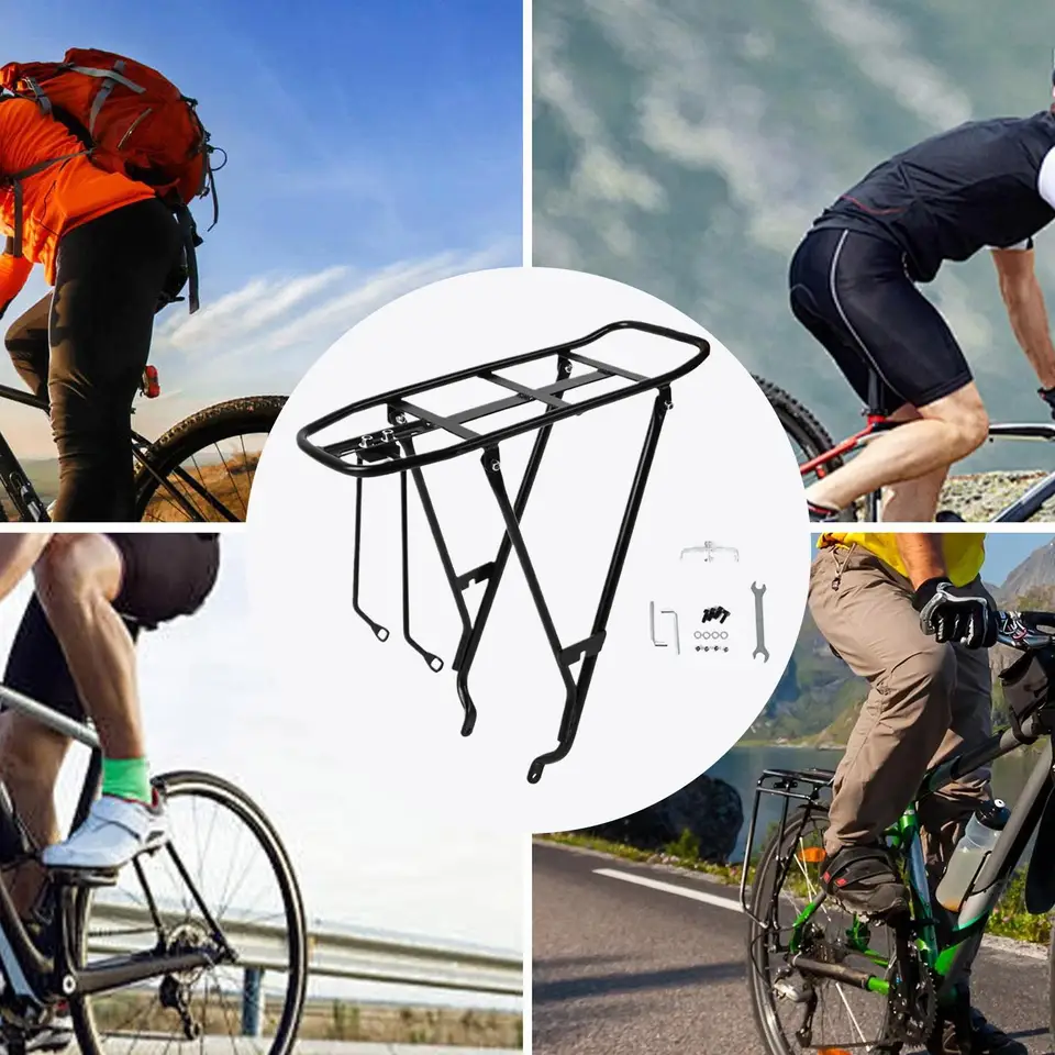 Portapacchi Posteriore Bici In Alluminio – Portabagagli Regolabile, Capacità 25kg, Fissaggio Sella, Per Mountain Bike E Città