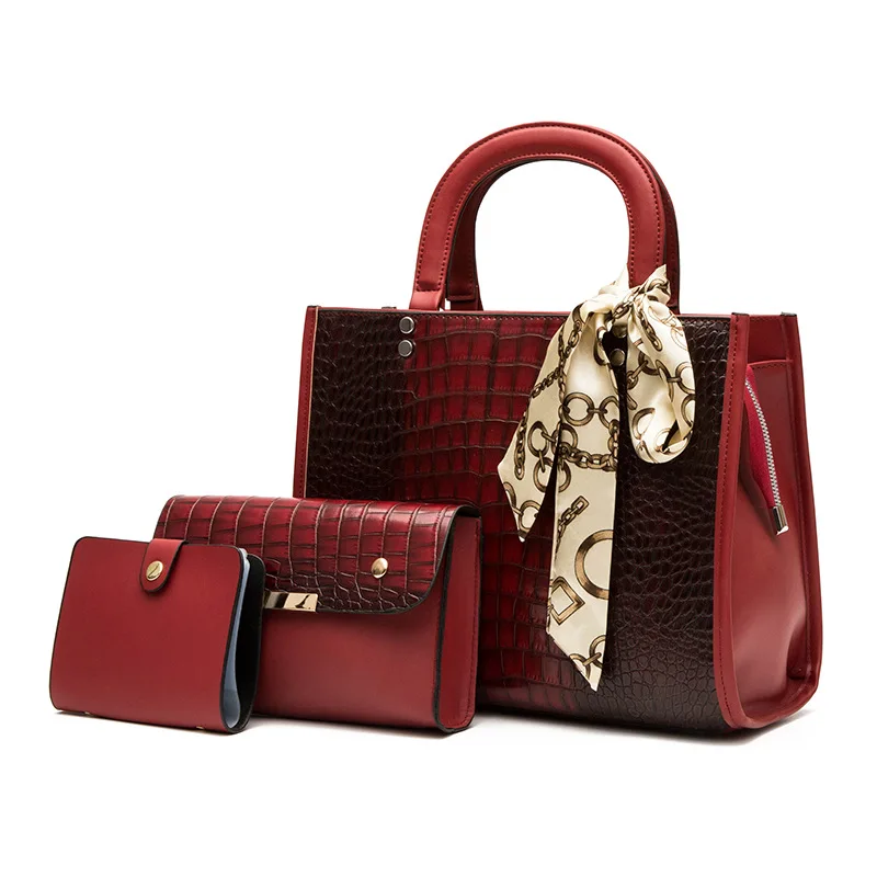 2023 European and American Crocodile Pattern Fashion Multi piece Set Women's Bag Trend Shoulder Bag Handbag Women's Mother Bag