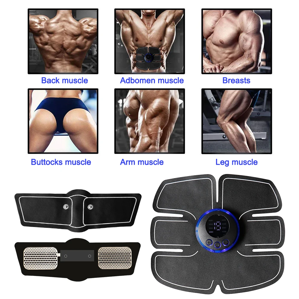 EMS Abdominal Muscle Stimulator Fitness Abs Arm Training Patches Muscle Exercise Instrument USB Charging Trainer Home Unisex images - 6