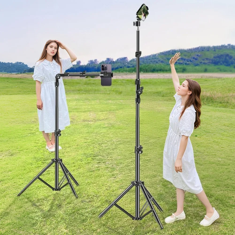 Horizontal Overhead Tripod Adjustable Cell Phone Tripod Stand for Filming Video Recording Live Stream