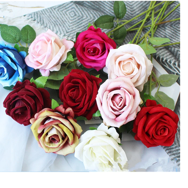 

Fake Rose Hand Flowers Artificial Silk Flower for Wedding Home Decoration Red Rose Fall Decorations Fake Flowers