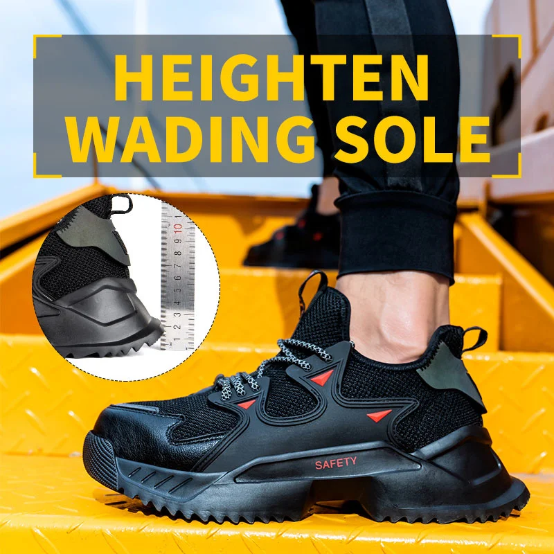 Men's safety work shoes, steel head structure sports shoes, breathable, lightweight and indestructible