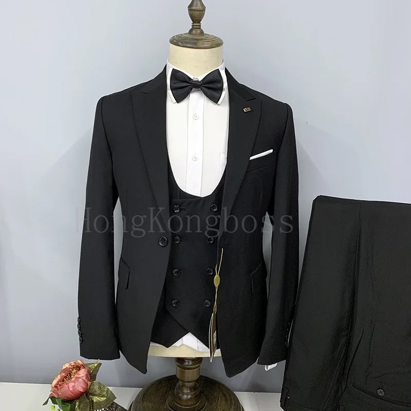 (coat+vest+pants) Advanced men's suit, solid color men's suit, business suit set, wedding men's suit set, business suit