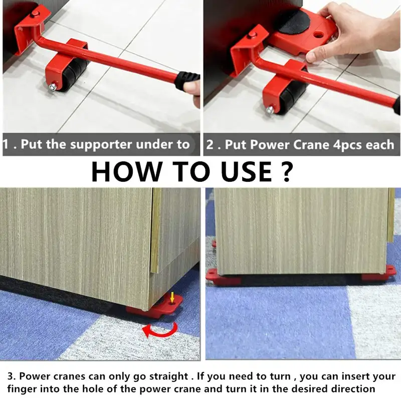 Professional Furniture Mover Tool Set Heavy Stuffs Transport Lifter Wheeled Mover Roller with Wheel Bar Moving Hand Device - Image 6