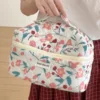 1pc/Set Pink Flower Print Makeup Bag Premium Travel Organizer Cosmetic Bag Makeup Bag Pouch Skincare Bag Toiletry Bag 4