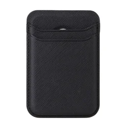 Premium Magnetic Leather Card Holder Case with Dual Card Slots and Carbon Fiber Design (Saffiano Black)