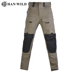 Pantalones Cargo tácticos Airsoft con múltiples bolsillos, pantalones de combate elásticos para senderismo, escalada, pantalones de camuflaje con almohadillas, ropa para hombre