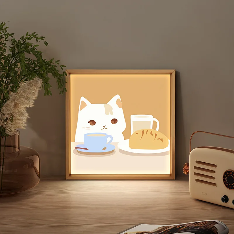 

Cute Cats Decorative Painting for Living Room Entrance Hall Bedroom Bedside Desktop Ornaments Illuminated Paintings Home Decor