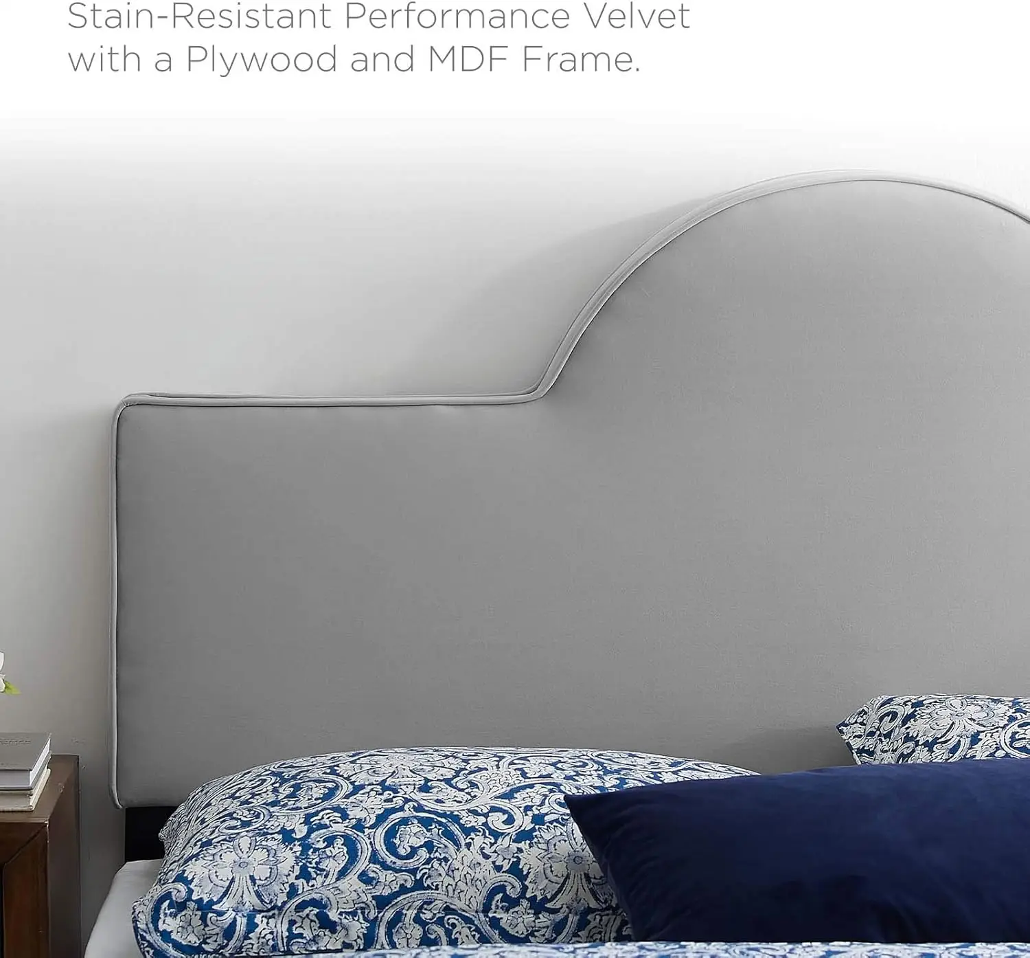 MOD-6304-LGR Dawn King/California King Performance Velvet Headboard, Light Gray