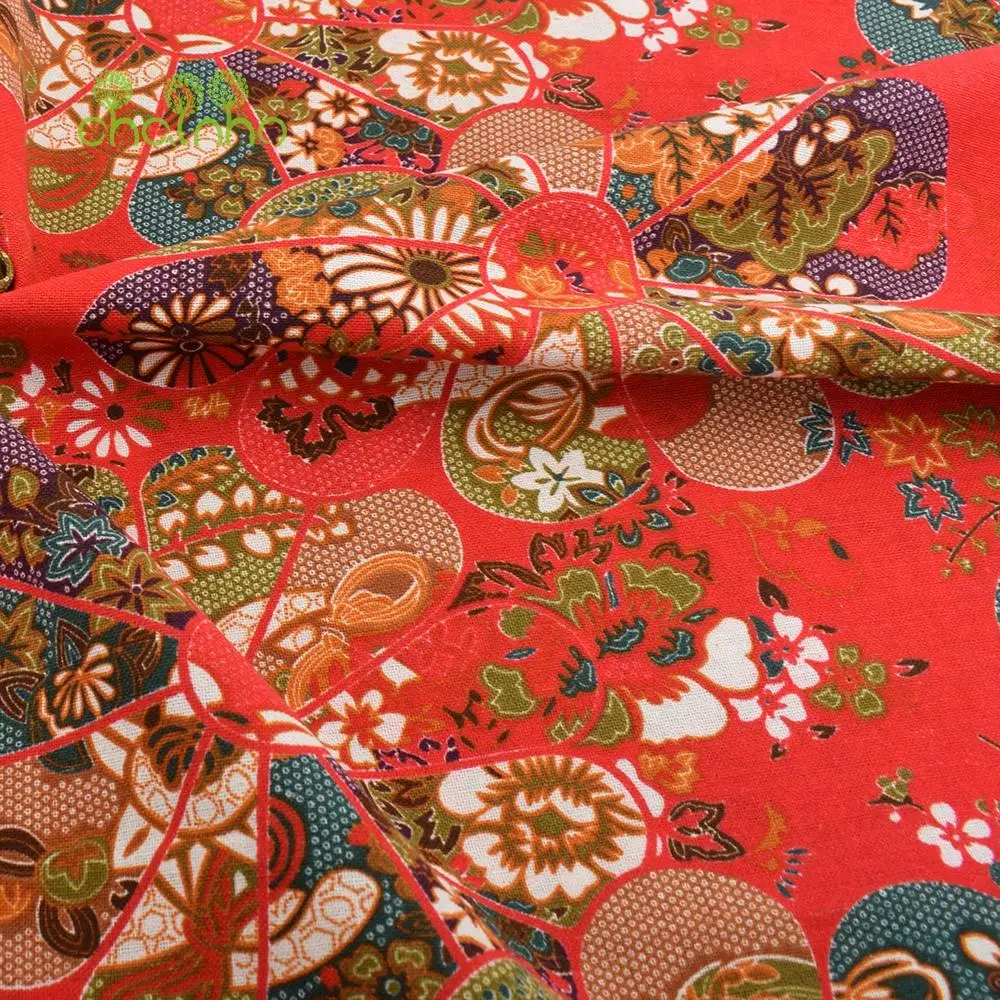 Chainho,Printed Cotton Linen Fabric,DIY Quilting Sewing Material,Cloth For Table,Sofa,Cushion,Bags,Vintage Color Series,15CL37