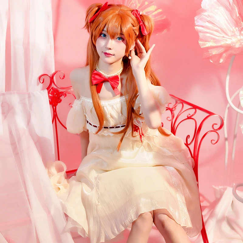 

Luckyoubi Game EVA Asuka Langley Soryu Cosplay Costumes Sweet Girls Women Dress Suit Outfit Halloween Party Role Play Unifrom