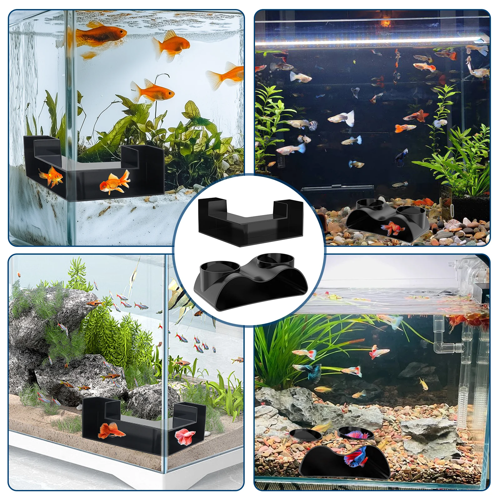 1/2Pcs Aquarium Underground Tunnel Two Hole and L Shaped Design Viewing Fish Shrimp Under Plastic Fish Tank Decoration Accessory