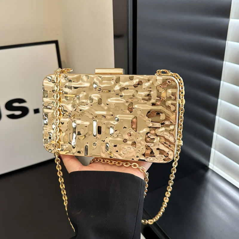 Evening Box Bags for Women 2024 Trend Fashion Metallic Shoulder Bag Ladies Luxury High Quality Party Small Shell Crossbody Bag