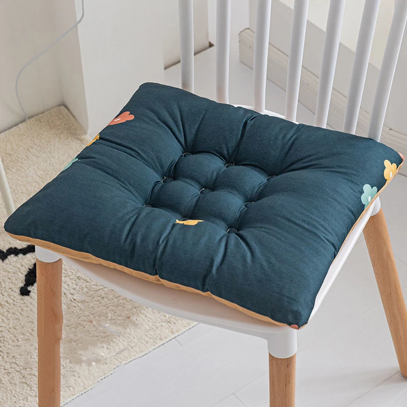 Small Fresh Printing Pattern Square Flax Seat Pad Living Room Tatami Outdoor Mat Office Dormitory Thicken Non-slip Chair Cushion