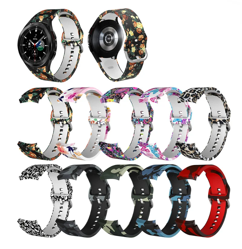 

Silicone Strap For Samsung Galaxy Watch 4 Classic 42mm 46mm Series Camo Band For Galaxy Watch 4 40mm 44mm Replacement Watch Band