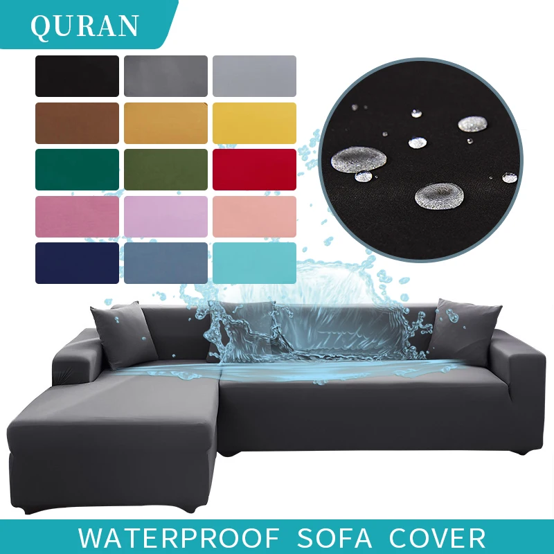 Waterproof Elastic Corner Sofa Covers 1/2/3/4 Seats Solid Couch Cover L Shaped Sofa Slip Cover Protector Bench Covers