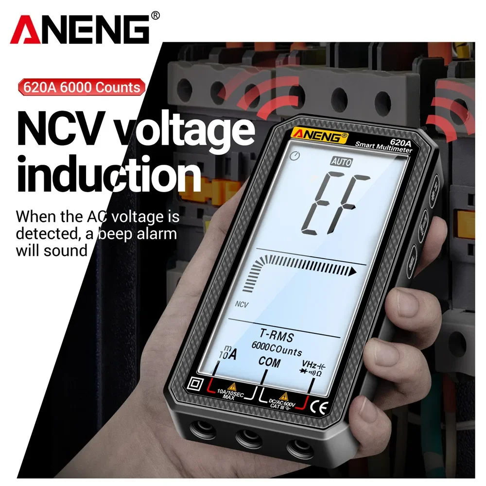Digital Multimeter 6000 Counts True RMS Auto Test Capacimeter Transistor Electrical Temp Resistance Test ANENG 620A
