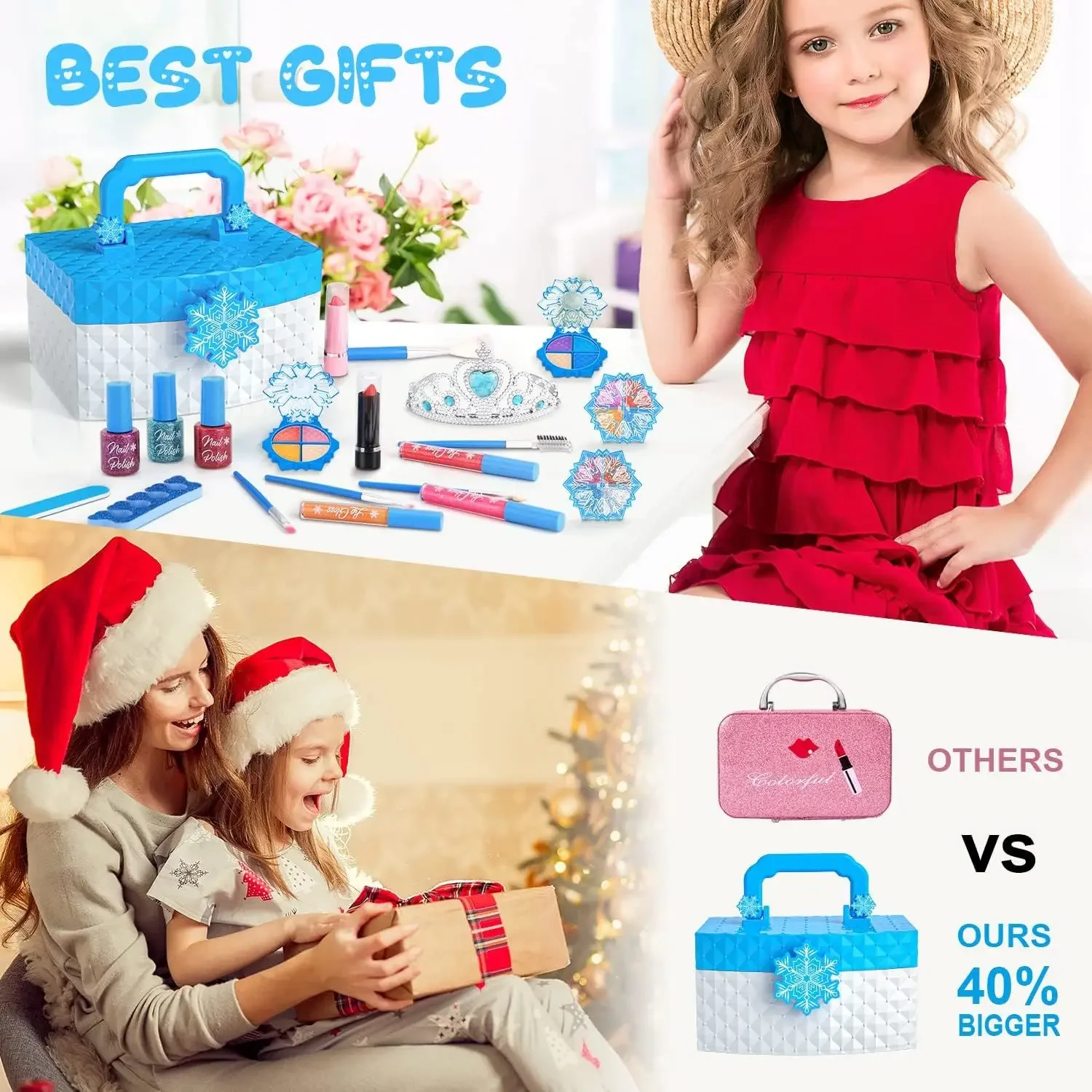 Girls Kids Makeup Set, Washable Makeup Set for Little Girls Princess Real Cosmetics Beauty Set, Gift for Toddler Girl Role Play