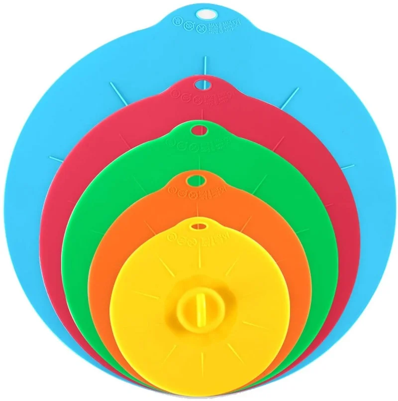 Silicone Suction Lids Cover Set Reusable Food Covers For Bowls Pan Pots Microwave Dishwasher Fridge Freezer Safe 5 Pieces silicone covers bowl cover silicone pot lid