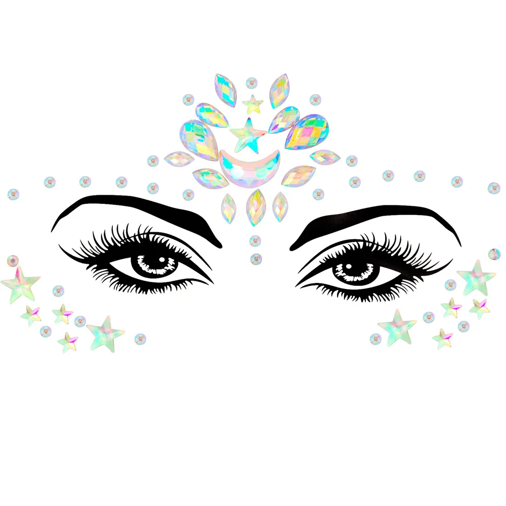 Face Jewels Crystal Body Art Stickers Make Up Festival Face Gems Glitter Rhinestones Tattoos for Festival Party Dressing UP