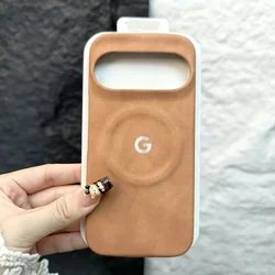 Premium Suede Magnetic Leather Case - Retro Matte Shockproof Design, Compatible with MagSafe Charger - Pixel 7 (Light brown)
