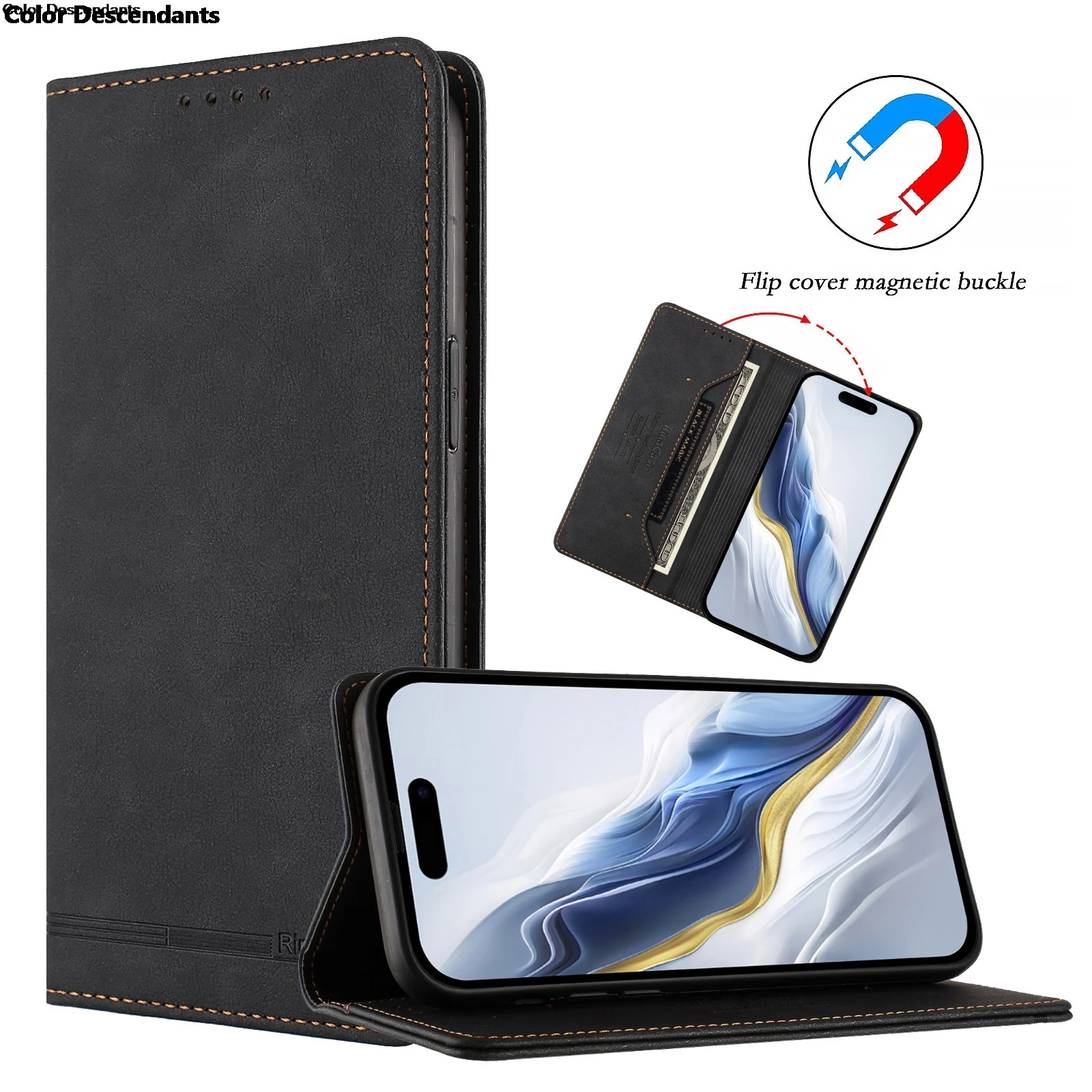 Luxury Leather Magnetic Wallet Case - Enhanced Protection