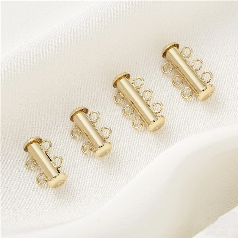 4Pcs Brass Gold Plated Multi Strand Layered Necklace Tube Clasp,Chain