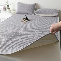 Cooling Bed Sheet Set with Pillowcases Ice Silk & Latex Quilted Breathable Cover Solid Summer Bedding Comfort & Heat Resistance