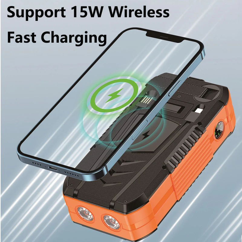 Hand Crank Solar Power Bank 40000mAh With Cable Wireless 22.5W Fast Charger Powerbank For IPhone Samsung Xiaomi External Battery_voghion.com