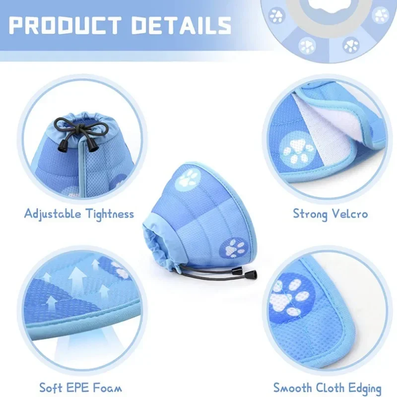 Adjustable Cat Cone Collar Soft Anti-Bite Protective Cat Elizabeth Collar and Dog Surgery Medical Neck Ring Accessory