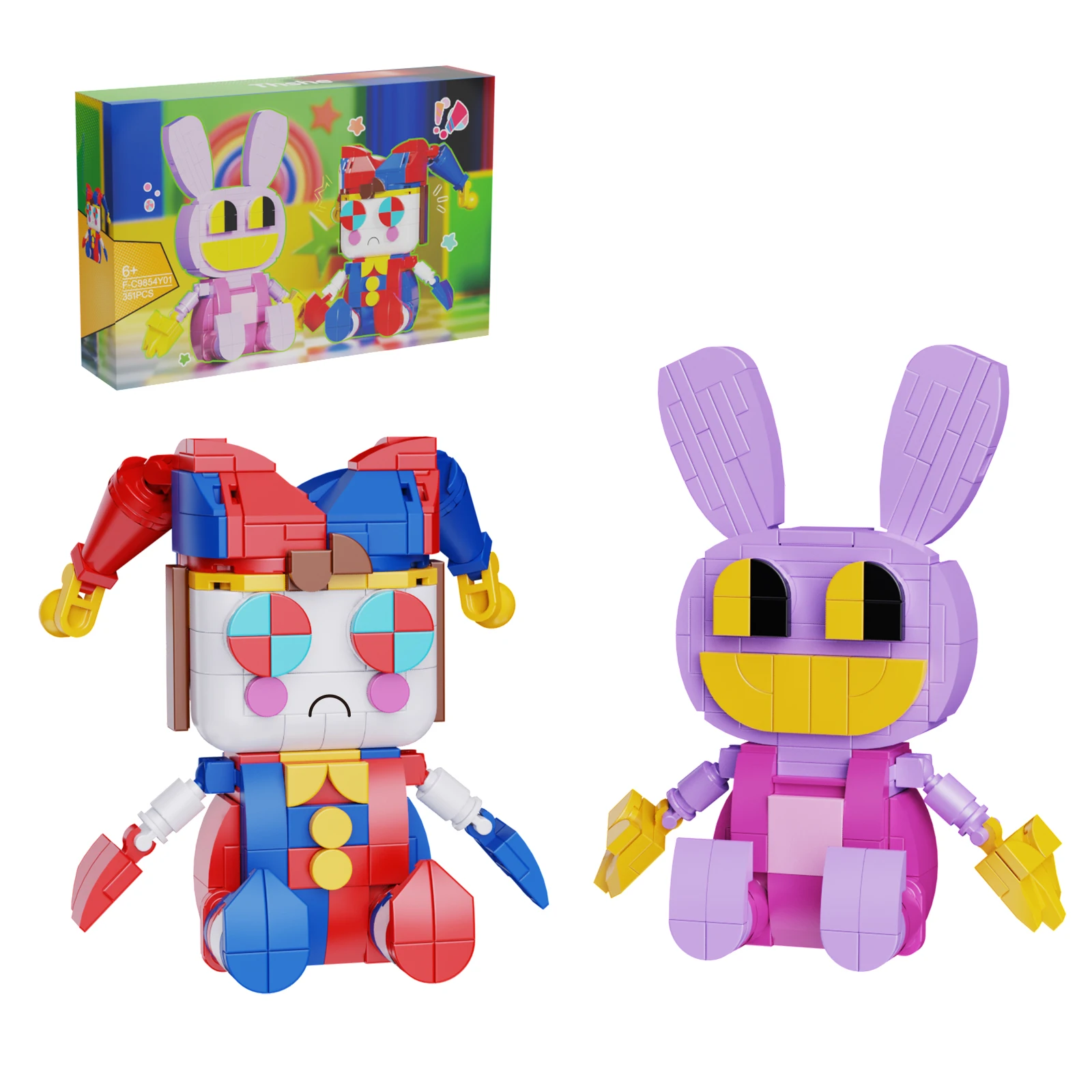 

MOC Волшебный цирк Джакс и помни Q, набор строительных блоков, 351 деталей, мультяшный фильм, клоун, кролик, кирпич, сборка, игрушка, подарок на день рождения