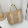 Summer Boho Handbag Tote Bag Women Straw Woven Rattan Basket Toiletry Storage Beach Handbag Travel Reusable Shoulder Bag Pouch 1