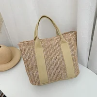 Summer Boho Handbag Tote Bag Women Straw Woven Rattan Basket Toiletry Storage Beach Handbag Travel Reusable Shoulder Bag Pouch 1