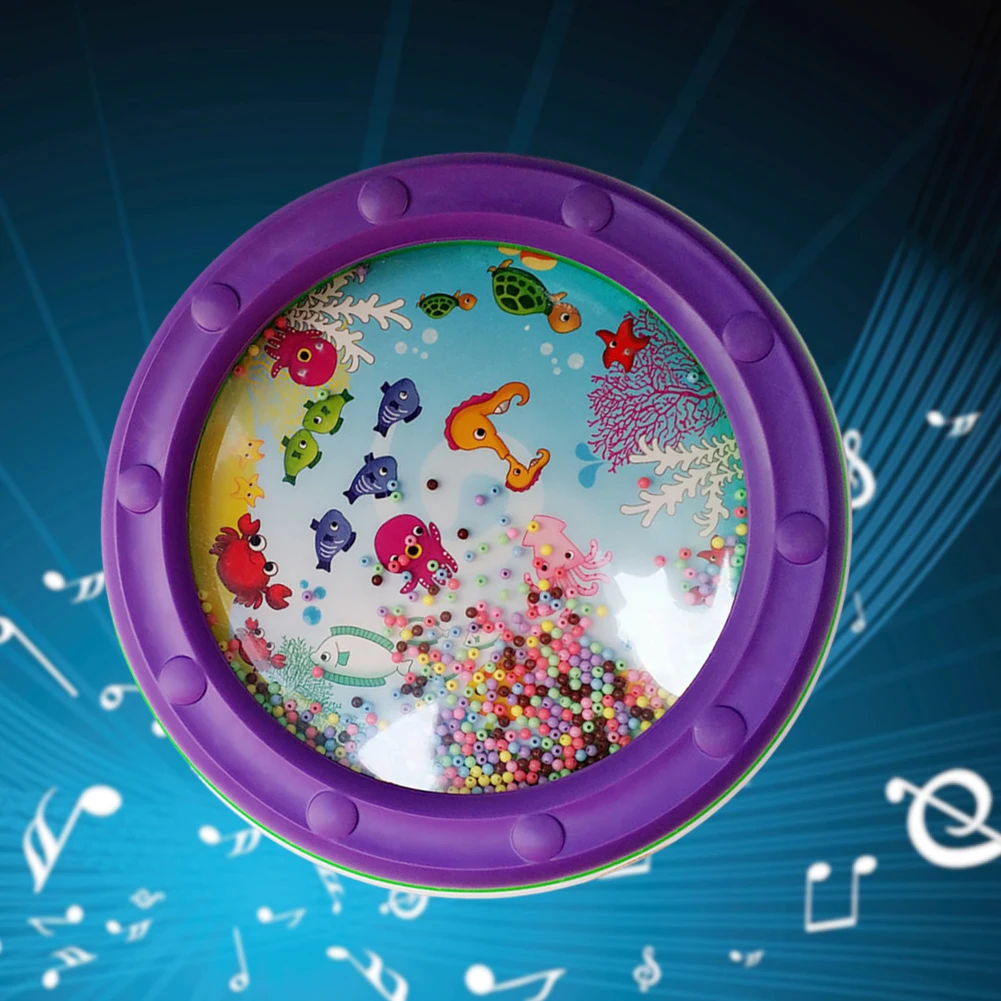 25cm Child Ocean Wave Bead Drum Gentle Sea Sound Musical Educational Toy Tool For Baby Early Learning Music Instrument Toys
