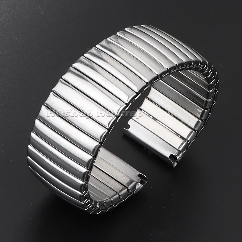 Vintage Stainless Steel Elastic Watchband - Metal Expansion Strap with Slip-On Design