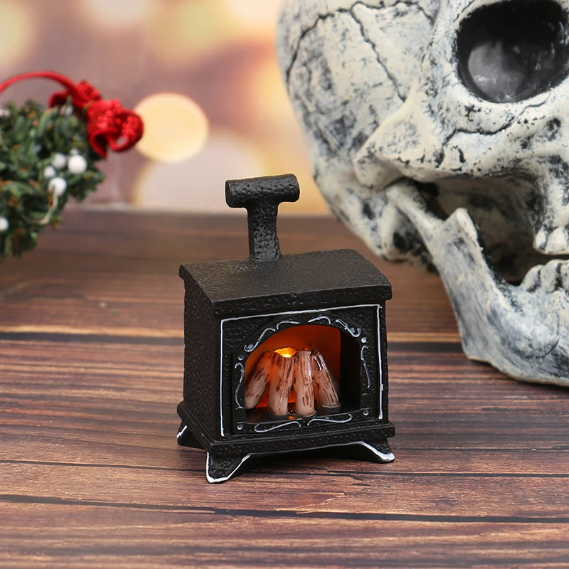 1Pcs 1:12 Dollhouse Miniature Simulation Illuminated Fireplace Model Furniture Accessories For Doll House Decor Kids Toys Gift 3