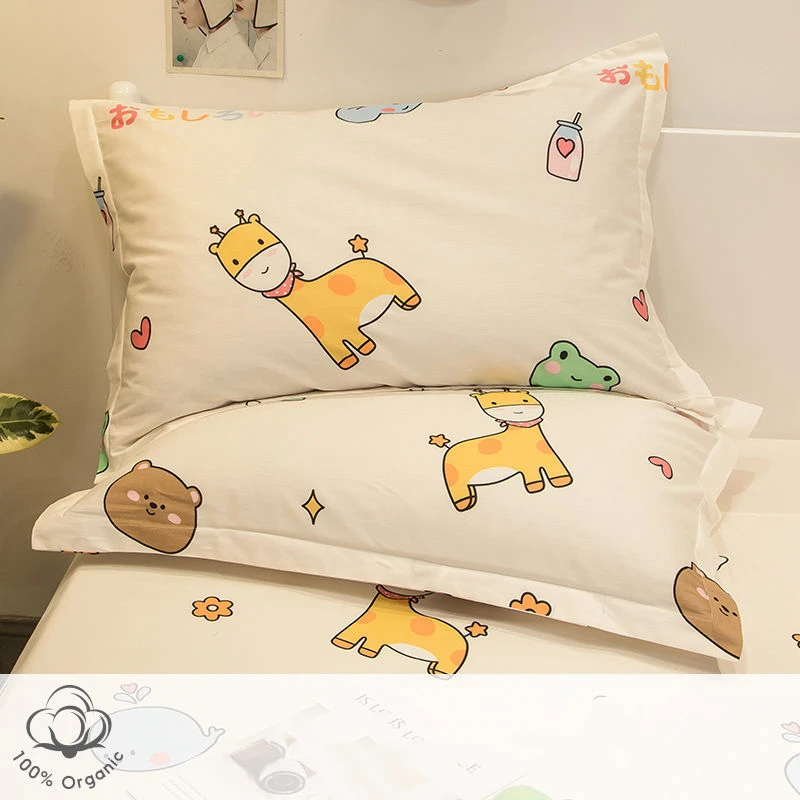 3 Sizes Pure Cotton Pillowcase Soft Breathable Home Bedding Pillowcase Children Cartoon Single Student Pillow Core Cover 1 Piece