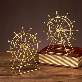 Europejska sztuka żelazna metalowa obrotowa dekoracja diabelski młyn biura na biurko salonu szafka do wina dekoracja szafki z telewizorem