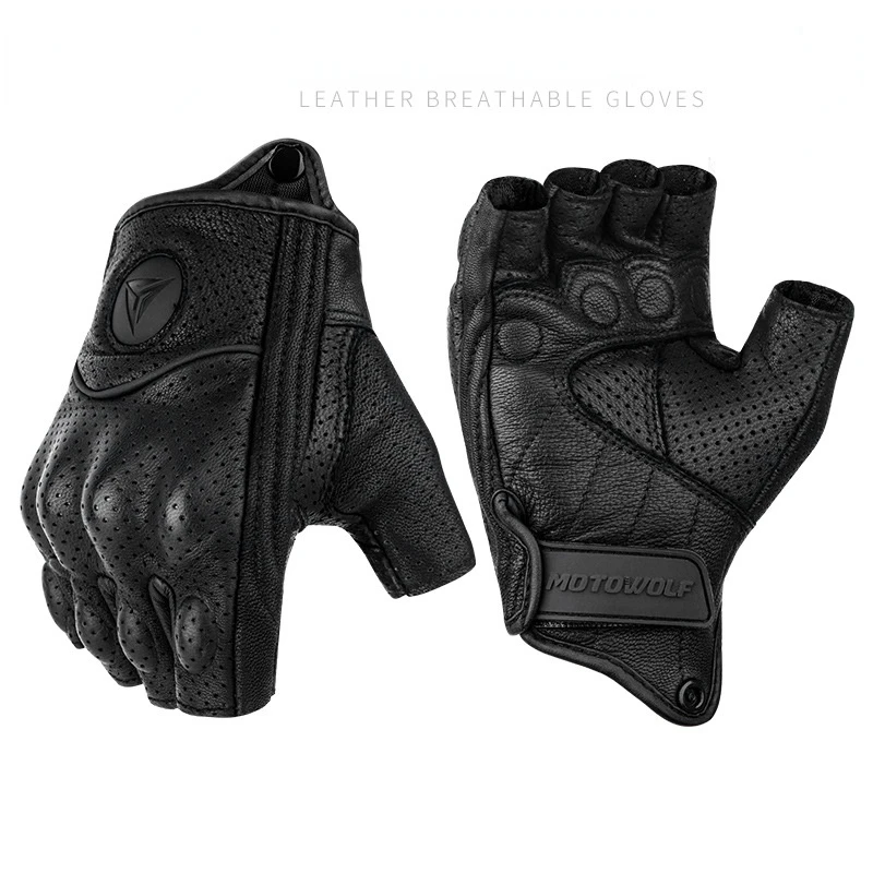 Half Finger Motorcycle Gloves Leather Summer Moto Verano Estivi Luvas