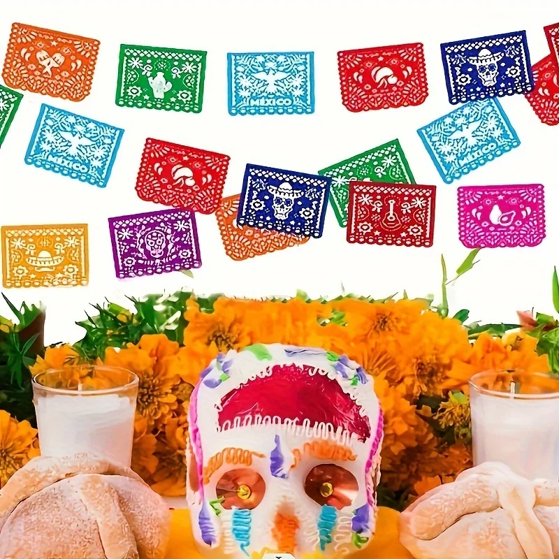 1 PC Mexican Party Banner Fiesta Cinco De Mayo Banner Papel Picado Dia De Los Muertos Day of the Dead Decor may fifth