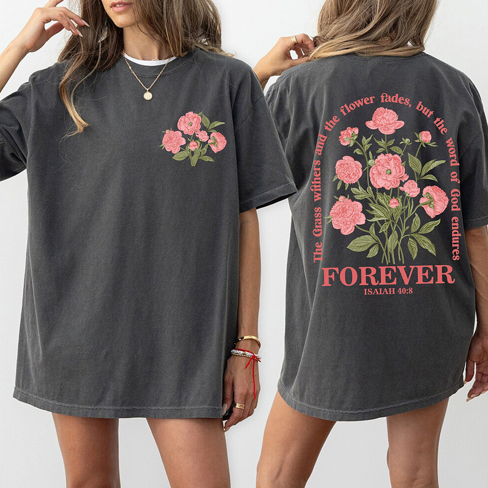 Pink Beautiful Flowers Forever Printed Short Sleeve Women Cotton Hip Hop T-Shirts Summer Comfortable T Shirt Loose Sport Clothes