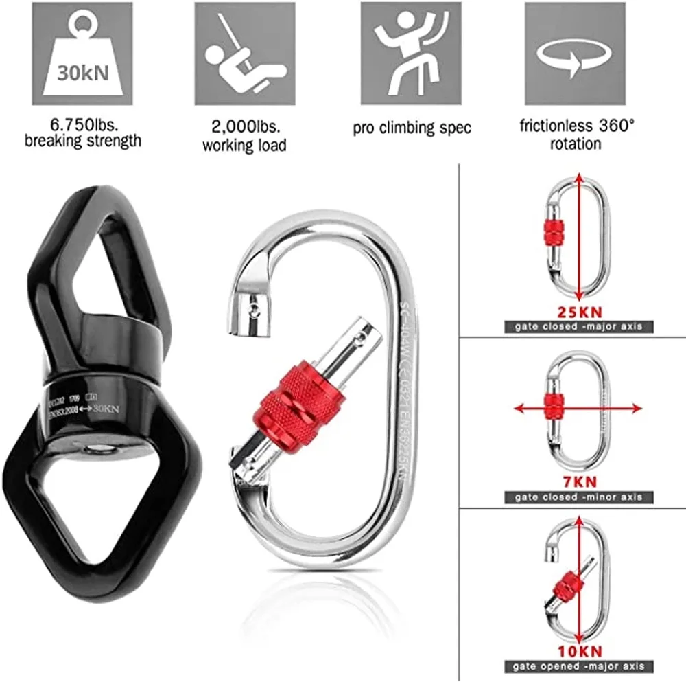 Hardware for Aerial Dance Set Aerial Silk Swivel Climbing Yoga Accessories Fly Aerial Silks and Hammock Swing Accessories Set 2