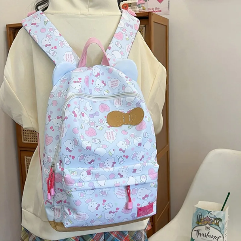 MBTI Hello Kitty Womens Backpack Cartoon College Style Large Capacity Cute Backpack Aesthetic Fashion Literary Female Casual Bag