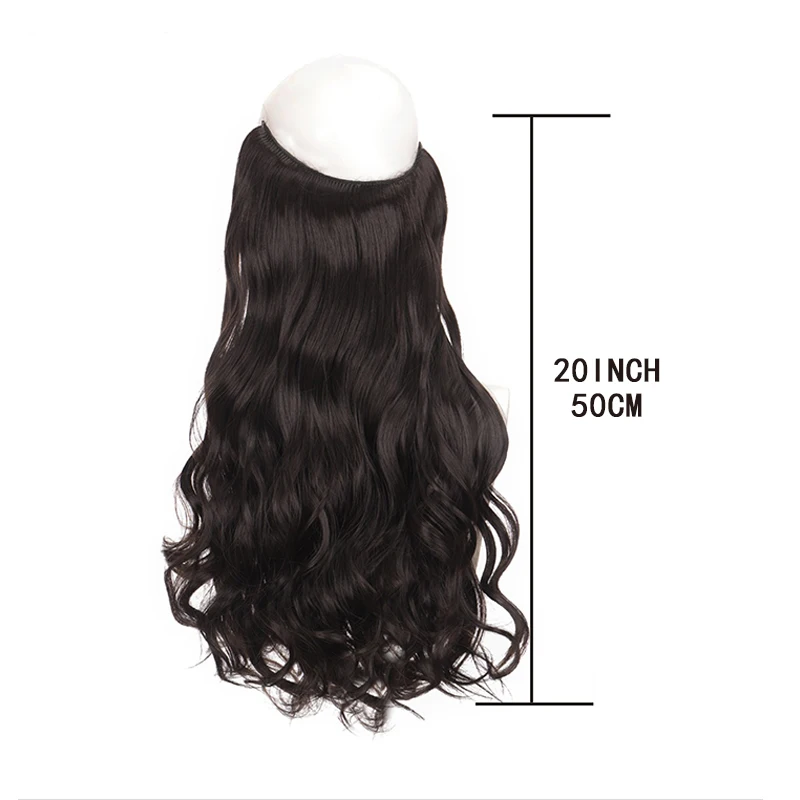 H&STAR 20Inch Synthetic No Clip Wave Hair Extensions Hidden  False Hairpiece One Piece Fish Line Fake Hair Piece
