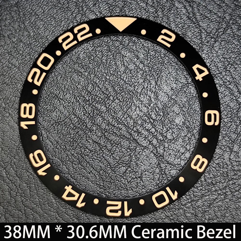 Elegant Blue Luminous Bezel GMT and Diving Watch Insert, Sloping 38mm x 30.6mm Ceramic/Aluminum