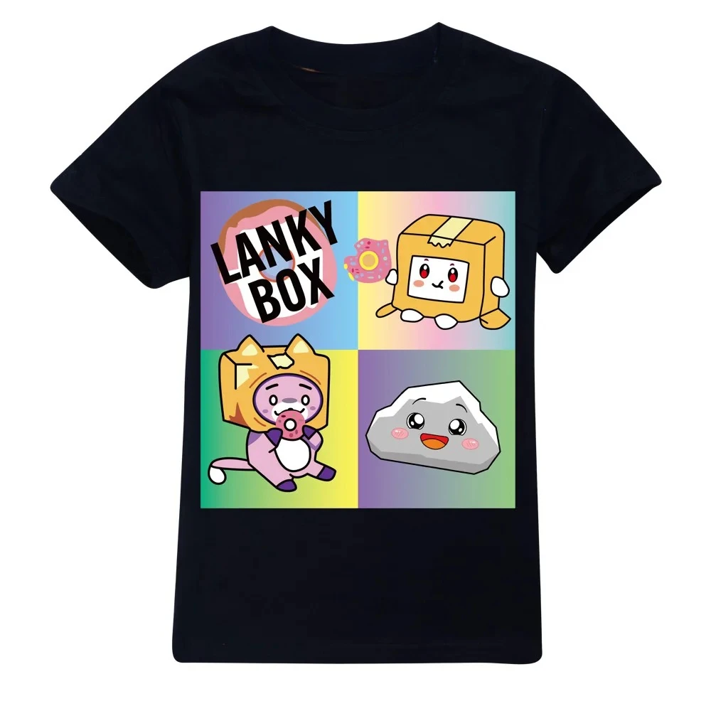 Kawaii Boys T-shirt Cartoon Lanky Box Cute Print Short Sleeve Girls Clothes Summer Casual Fashion Funny Cotton Children Tops Tee 2