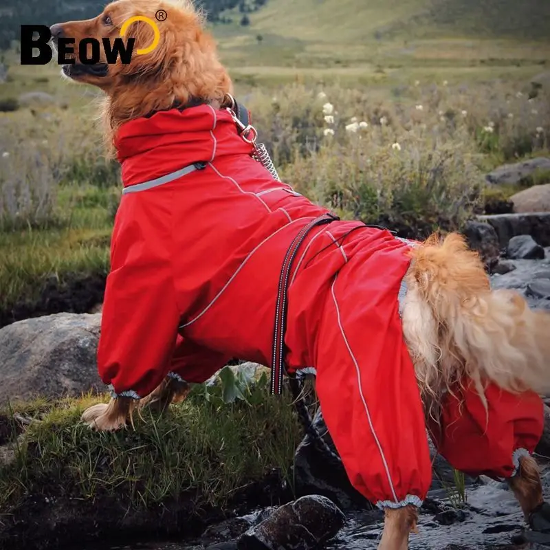Hund Regenmantel für Große Hunde Weiche Atmungsaktive Schnee-Proof Winddicht Pet Regen Jacke Sicherheit Wasserdichte Outdoor Hund Mantel mit beine